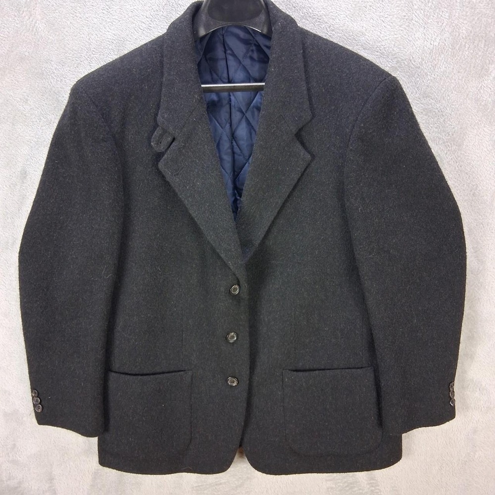 LL Bean Womens Vintage Gray Wool Blazer Jacket Thinsulate Lined Made in USA